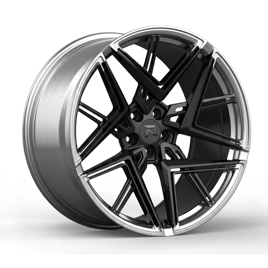 RZR CXXXII forged wheel — Gloss Black / Polished Lip