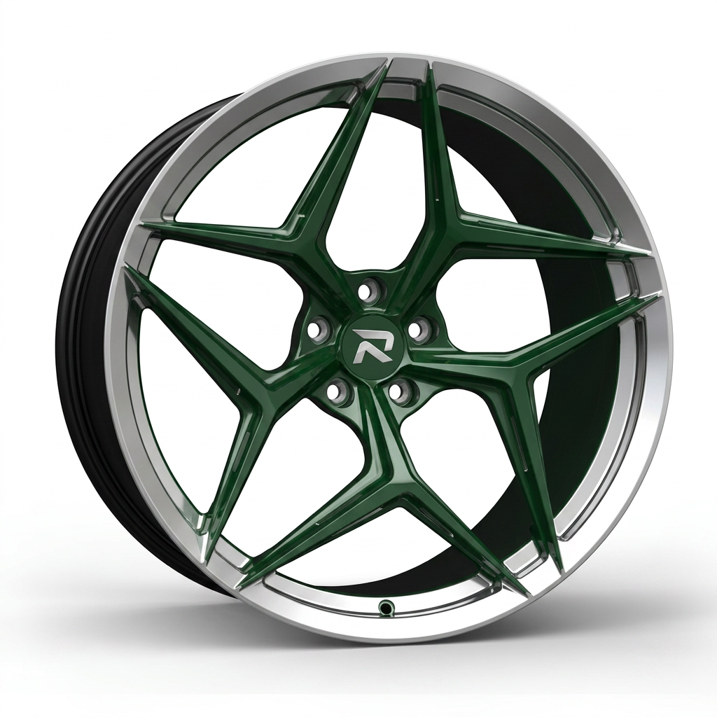 RZR CLXII forged wheel — British Racing Green / Polished Lip