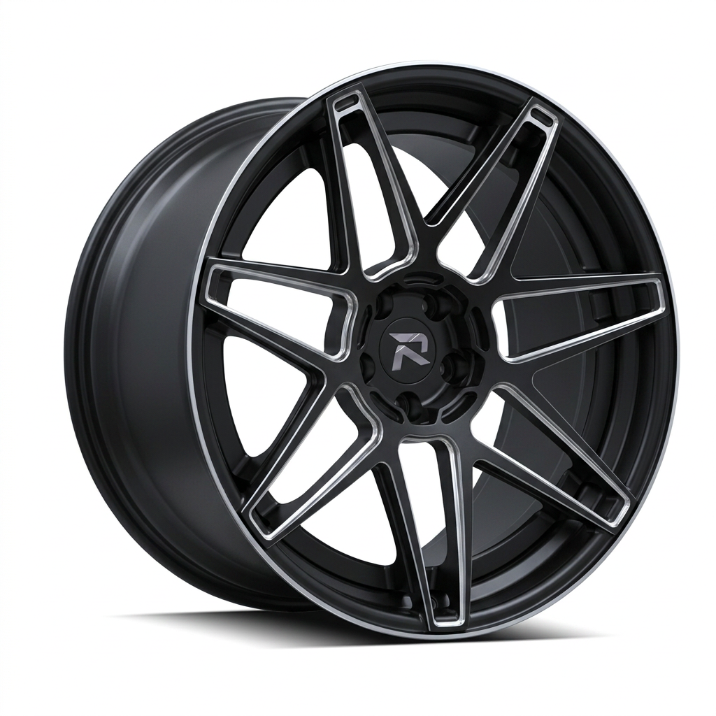 RZR XCVIII forged wheel — Matte Black / Milled Edges